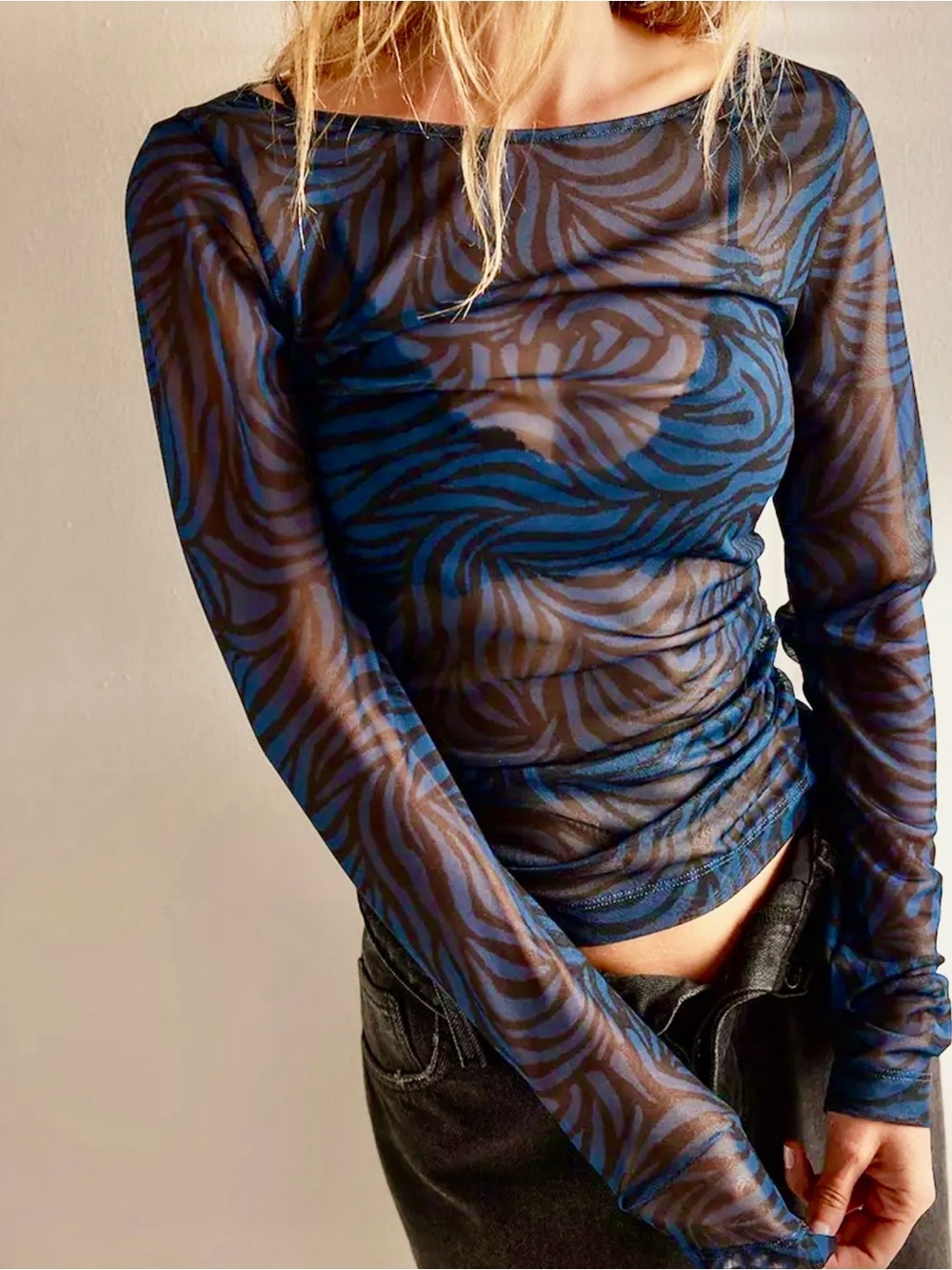 Free People Lets Stay Together Sheer Long Sleeve Top